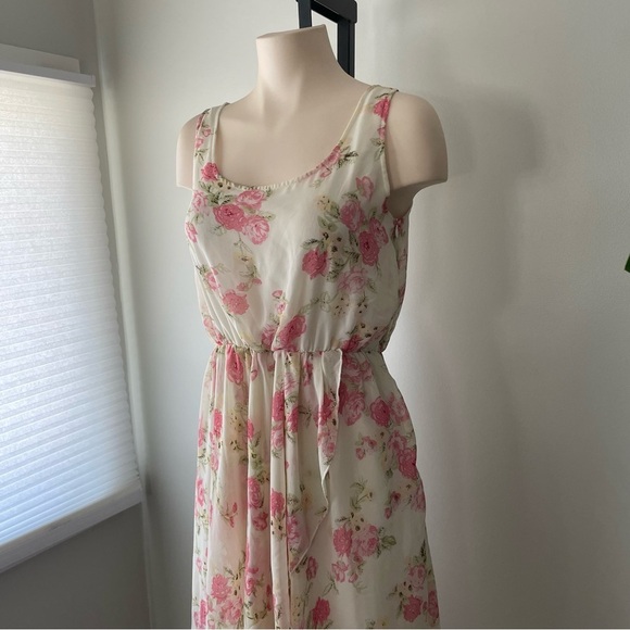 Qed London High Low Floral Sleeveless Chiffon Maxi Wrap Dress Size Small - Picture 3 of 8